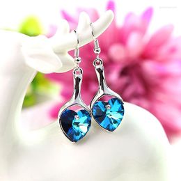 Dangle Earrings ER-00306 Korean Fashion Crystal Earing Birthday Gift Silver Plated Heart For Women Items