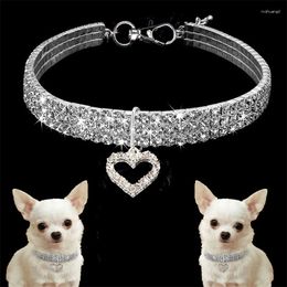Dog Collars Shiny Universal Cat Dogs Collar Crystal Adjustable Heart Shape Neck Strap Ring Cute Safety Buckle Pet Supply