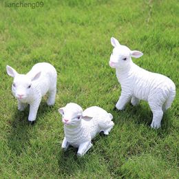 Pastoral Simulation Animal Resin Goat Sheep Ornaments Outdoor Garden Lawn Statue Furnishing Courtyard Sculpture Decoration Craft L230620