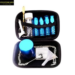 Smoke Shop Tobacco Snuff Snorter Kit Aluminium Snuff Snorter Sniff Dispenser Nasal Pipe Metal Storage Container Stash Jar Glass Bottle Metal Spoon Dab Rig