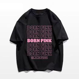 Mens TShirts Summer Men Women T Shirt Black Pink 100 Cotton Tshirt Letters Print Korean Style Fashion Girls Group Clothing High Quality Tee 230710