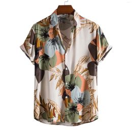 Men's Casual Shirts Mens Summer Short Sleeve Floral Printed Beachwear Flower Shirt Plus Size Cotton Boys Button Up Hawaiian Vacation Xxl