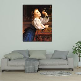 Canvas Art the Bird Chri Classical Portrait William Adolphe Bouguereau Painting Handmade Exquisite Wall Decor