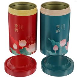 Storage Bottles 2 Pcs Tea Airtight Can Tinplate Fashion Box Plastic Food Containers Dry Goods Home Tea-leaf Jar Adorn Coffee Lids