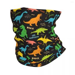 Bandanas Colourful Dinosaur Print Neck Gaiter Men Women Windproof Winter Cartoon Animal Bandana Scarf For Ski