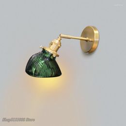 Wall Lamps Vintage Lights Green Glass Lampshade Foyer Bedroom Bedside Lamp Led Bulb Corridor Sconce Loft Decoration Fixtures