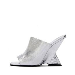 Sandals Summer High-heeled Wedge-heeled Square-headed Sandals with Colour Contoured Heels and Large Shoes for Women 230711
