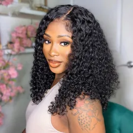 Lace Front Wig Water Wave Curly Short Bob Wig for Women Human Hair Wigs Pre Plucked Remy Closure Bob Wig150% Density