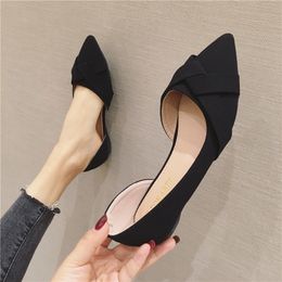 Dress Shoes Women Flats Side Empty Pointed Toe Size 33 34 44 45 Solid Colour Flat Heel Shoes for Ladies Nude Flats Zapatos Planos De Mujer 230710