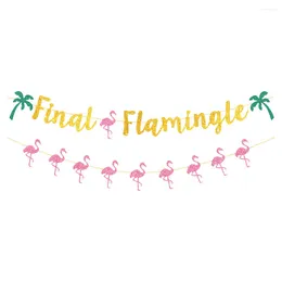 Decorative Flowers 2 Pcs Flamingo Latte Hawaii Banners Summer Wreaths Paper Stylish Hanging Funny Decoration Blaze Garland