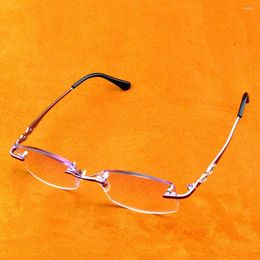 Sunglasses Rectangle Purple Frame Rimless Light Spectacles Multi-coated Red Lenses Fashion Reading Glasses 0.75 To 4