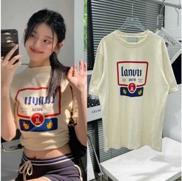 2022ss Vintage Lanvins Summer Women's T-Shirts fashion Designer Femme Tops Luxury Letter womens Clothing Short Sleeved shirt Tees Clothes with brand paris