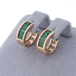 Hoop Earrings 2023 Luxury Jewellery Trend Gold Colour For Women High Quality Green Natural Zircon Wedding Party