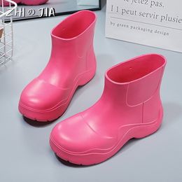 Rain Boots High Quality Women's Rain Boots Casual Fashion Thick Sole Short Boots Outdoor Slip Waterproof Solid Color Rain Footwear 230711