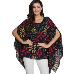 Womens Blouses Bhflutter Plus Size Women Shirts 2023 Floral Print Batwing Casual Chiffon Blouse Shirt Kimono Summer Tops Vetement Femme