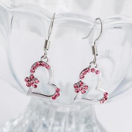 Dangle Earrings ER-00342 Korean Fashion Crystal Earings Birthday Gift Silver Plated Heart For Women Items