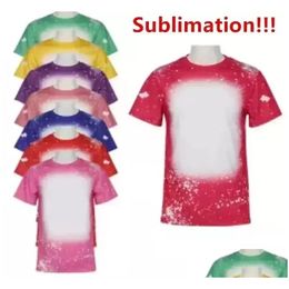 Other Festive Party Supplies Wholesale Sublimation Bleached Shirts Heat Transfer Blank Bleach Shirt Polyester T-Shirts Us Men Wome Dhypc