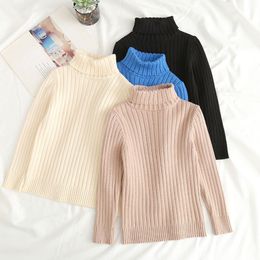 Family Matching Outfits Children Sweaters Baby Boys Girls Long Sleeved Solid Colour High Collar Knitted Bottom Shirt Autumn Spring Kids Pullover Sweater 230711