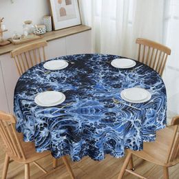 Table Cloth Round Oilproof Splash Of Blue Cover Wave Tablecloth For Dining 60 Inch