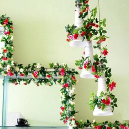 Decorative Flowers Fake Flower Rose Garland Artificial Vine Ivy Leaf 7 Ft Home Faux Silk DIY Party Decor