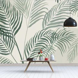 Wallpapers Modern Botanical Green Palm Leaf Inky Tropical 3D Mural Wallpaper For Hallway Home Office Palmetto Wall Paper Po Decor