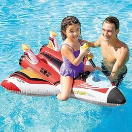 Sand Play Water Fun Inflatable Float Seat Baby Ring Children Aeroplane Swim Circle Automatic Pumping Plane Gun Beach Pool Kids Equipment Toys 230711
