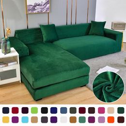 Chair Covers WOSTAR Velvet Sofa Cover Elastic L Shaped Corner Slipcover For Living Room 1/2/3/4 Seater Stretch Couch Armchair