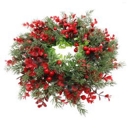 Decorative Flowers Artifcial Christmas Red Berry Wreath: Winter Twig Wreath Holiday Front Door Xmas Pine For Fireplace Window Wall