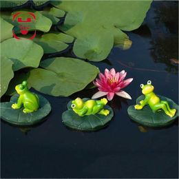 Creative Resin Floating Frog Statue Outdoor Garden Pond Decorative Cute Frog Sculpture For Home Desk Fish Tank Decor Ornament L230620