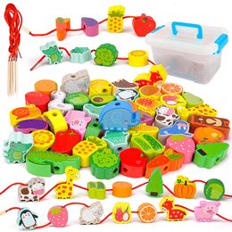 Party Games Crafts Wooden Educational Montessori Threading Learning Toys For 3 Year Olds Toddler Preschool Activities Stringing Toddlers 230710