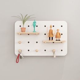 Decorative Objects Figurines Meter Cover Modern Boards Electric Box Hidden Nordic Pegboard Wooden Shelf Rack Wall Decorations Living Room 230710