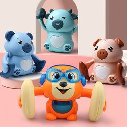 Led Rave Toy Funny Voice Control Tumbling Rolling Toys Baby Cartoon Monkey Early Education Toys Children Music Light Creative Electric Toys 230710