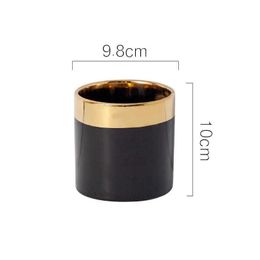 Planters Pots Modern Simple Indoor Flowerpot Straight Tube Nordic Cylindrical Ceramics Light Luxury Golden Flowers Green Roses Pot Dhxfl