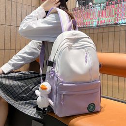 Backpacks New Cool Women Large Capacity Student Backpack Korean Japanese Simple Fashion Schoolbag Nylon Waterproof Travel Bag High Quality G230518