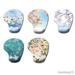 Mouse Pads Wrist Small Fresh Flower Mouse Pad Flower Elegant Anti-slip Office Wrist Mouse Pad Desk Assessories R230711