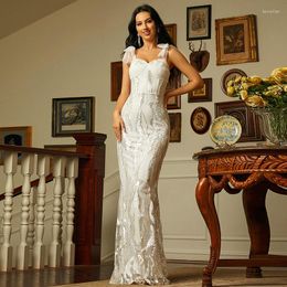 Casual Dresses Wedding Long For Women 2023 Elegant And Beautiful White Sleeveless Sequined Bridesmaid Evening Cocktail Prom Maxi Dress