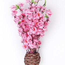 Decorative Flowers 6pcs Peach Blossom Branch Artificial Silk Wreaths Wedding Arrangement Accessories Festivals Decoration