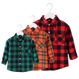 Kids Shirts Boys Collared Plaid Shirt Long Sleeve Children Clothes Toddler Boy Baby Checkered Tops School Blouse For Girls 230711