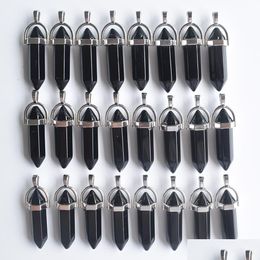 Charms Natural Stone Black Obsidian Shape Point Chakra Pendants For Jewelry Necklace Earrings Making Drop Delivery Findings Component Dhlnq