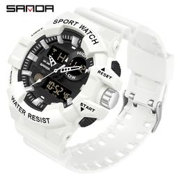 SANDA White Sports Men's Watches Top Brand Luxury Military Quartz Watch Men Waterproof Wristwatches relogio masculino