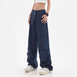 Women's Pants Streetwear Women High Waist Track American Vintage Drawstring Loose Wide Leg Summer Fashion Female Y2K Trousers