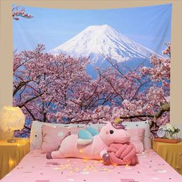 Tapestries Tapestry Landscape Sakura Wall Hanging Tapestry Oriental Cherry Background Personality Decoration Hanging Cloth