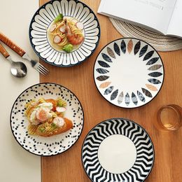 Plates Ceramic Dish Rice Plate Wholesale Underglaze Coloured Tableware Home Japanese Creative Breakfast Soup Western Fruit