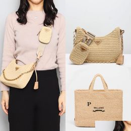 Wallets 2023 Weave St Small Raffia Tote Triangle Bags Latest Style Womens Mens Summer Handbag Designer Shoder Bag Luxury Crossbody T Dhway