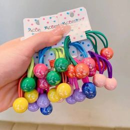 New Fashion Girls Children Cute Plastic Beads Ball Elastic Hair Bands Candy Colours Kids Stretch Hair Ties Lovely Rope Bands