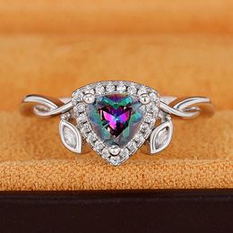 Huitan 2023 Triangular Colorful Cubic Zirconia Female Rings Fancy Twist Design Temperament Women Accessories Statement Jewelry