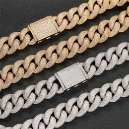 25MM Full Diamond Cuban Chain Gold Silver Plated Clavicle Cuban Link Chain Men's Zircon Necklace