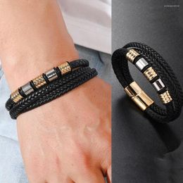 Charm Bracelets Leather Bracelet For Men Stainless Steel Personalized Braided Men's Cowhide Rope Jewelry