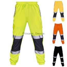 Others Apparel Men's reflective strip work clothes rest elastic tie Colour matching loose trousers winter loose trousers x0711