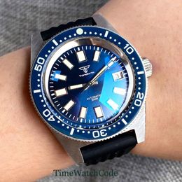 Wristwatches Tandorio 300m Diver Automatic Men's Watch PT5000/NH35A Domed Sapphire Crystal C3 Lume Hands AR Coating 41mm Date Waffle Strap